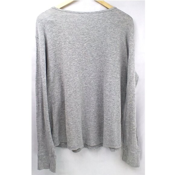 Disney Grey Waffle Jersey Long Sleeve Scoop Neck Mickey and Minnie Tee Top - Picture 2 of 5